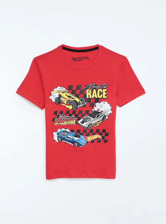 POLO MANGA CORTA ALGODÓN NIÑO HOT WHEELS ROJO HWS