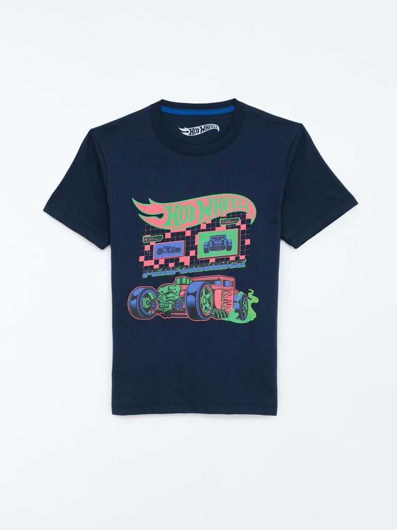 POLO MANGA CORTA ALGODÓN NIÑO HOT WHEELS AZUL MARINO HWS