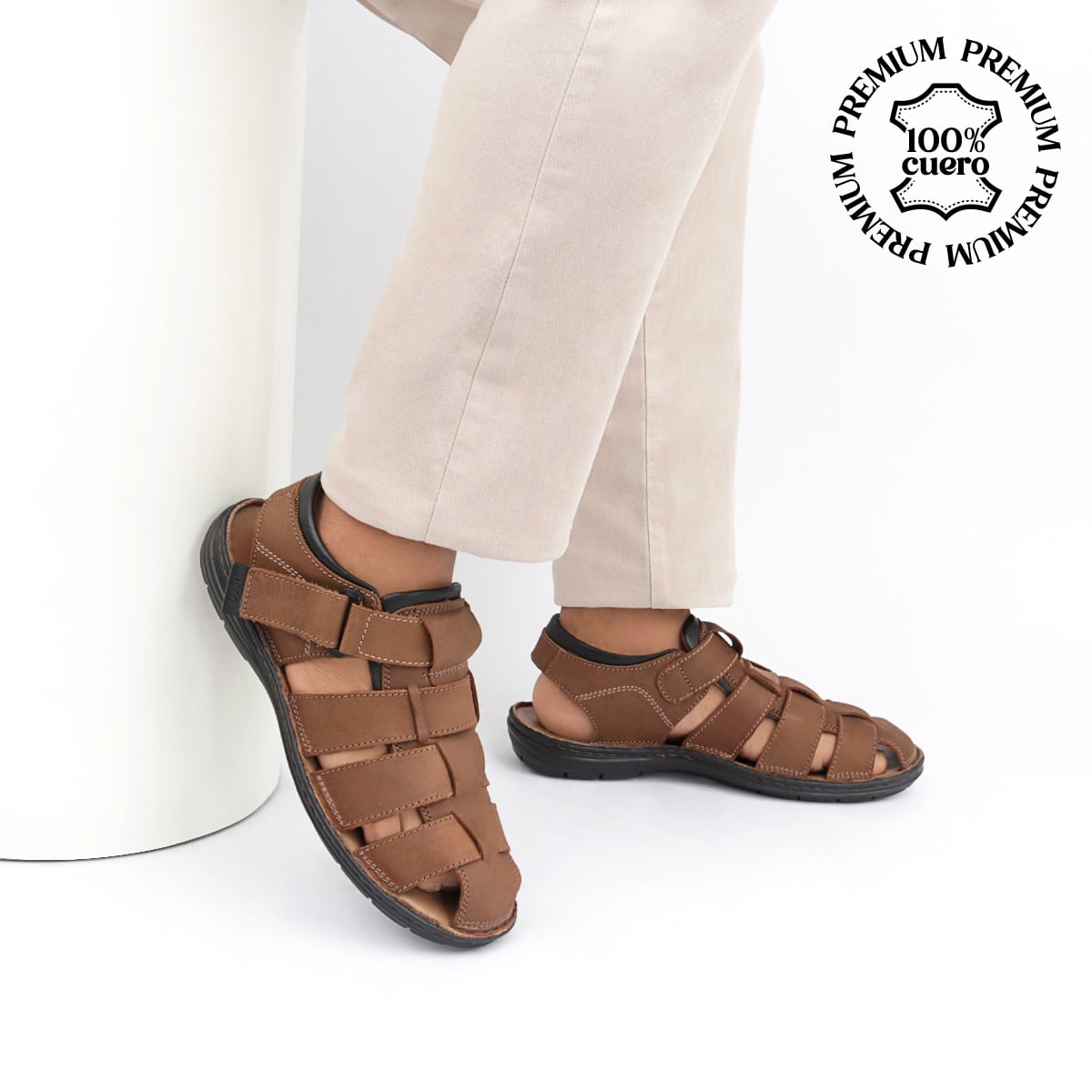 SANDALIAS HOMBRE ECCO CUERO TABACO 1006870 BRAULIO01 - 1