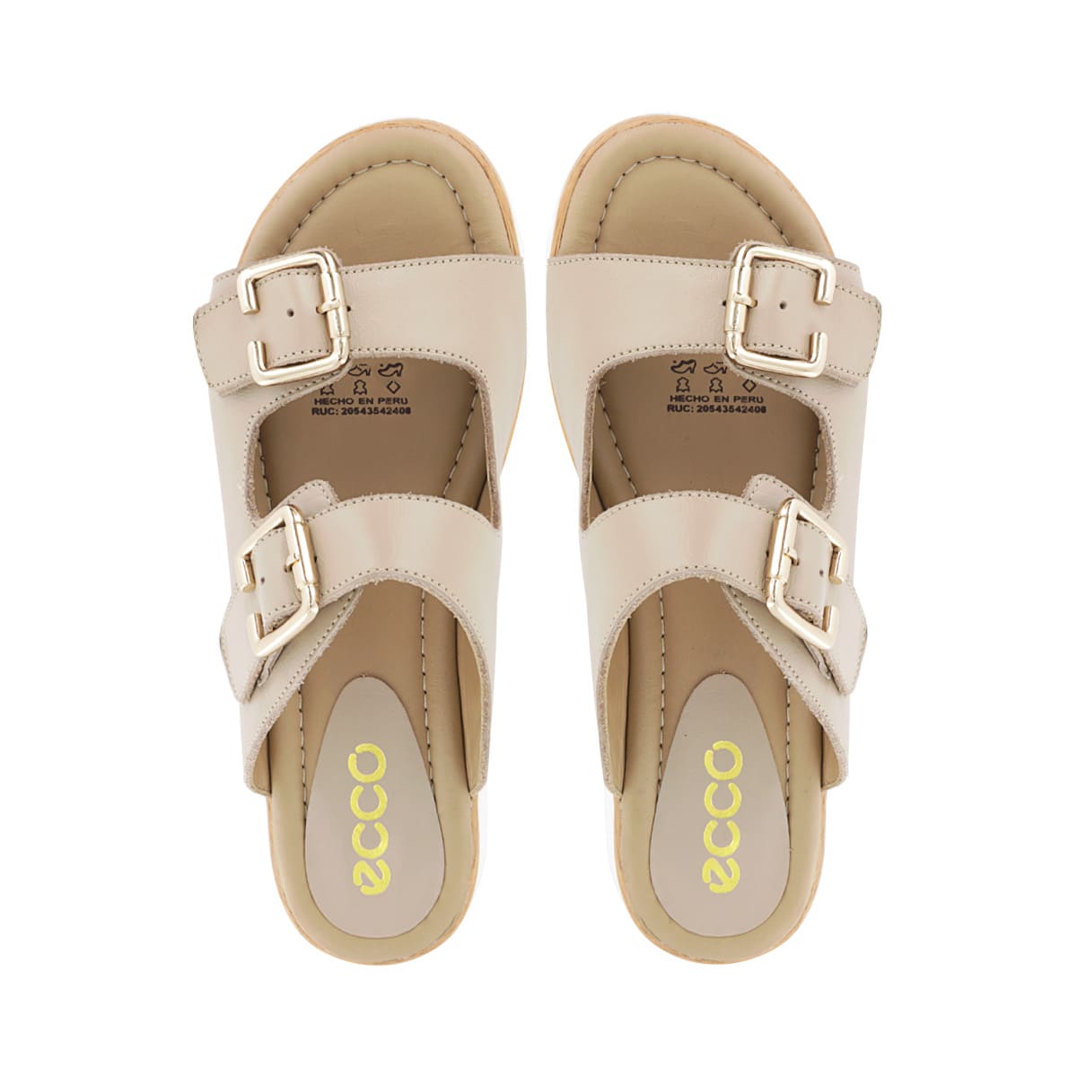 SANDALIAS MUJER ECCO CUERO NATURAL MARRÓN CLARO WASI01 LATTE - 5