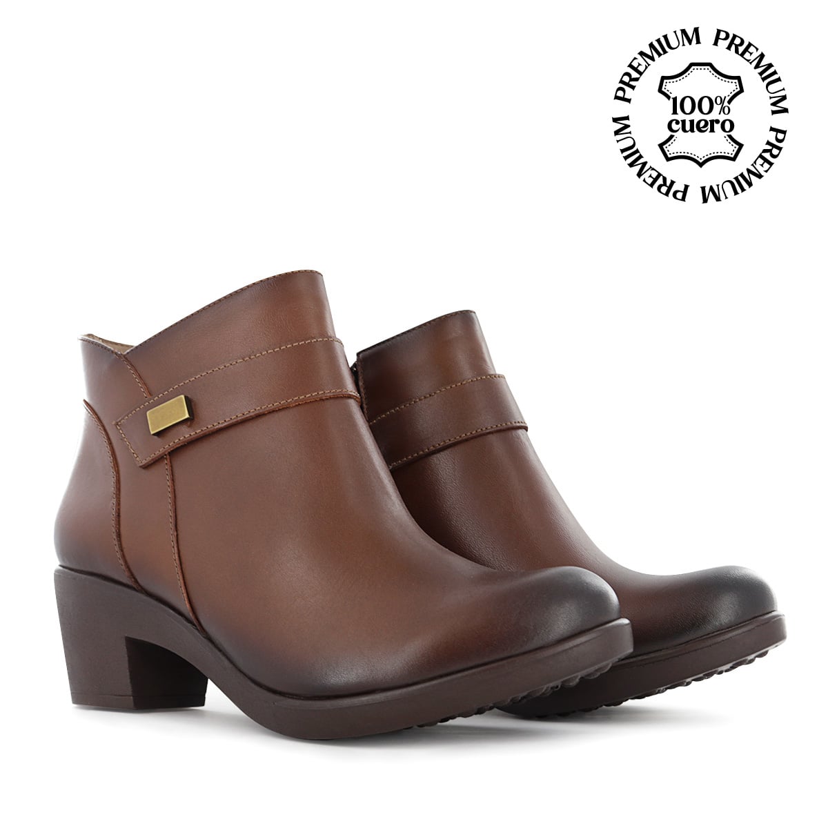 BOTINES CASUAL MUJER ECCO ASTURIAS06 CASTAÑO CUERO NATURAL - 2