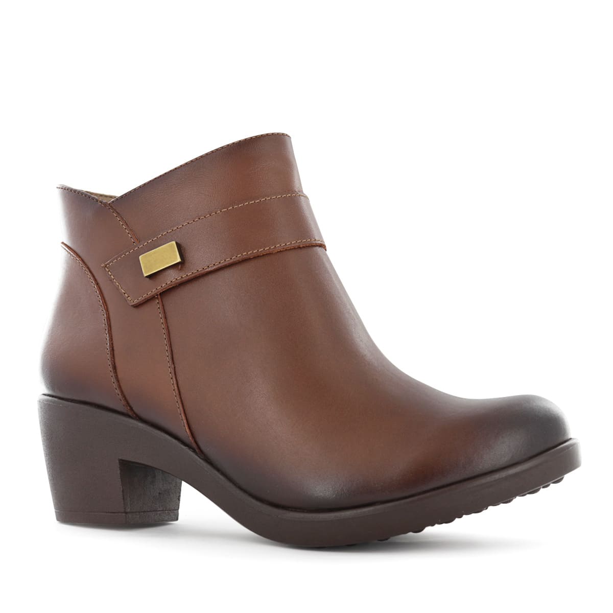 BOTINES CASUAL MUJER ECCO ASTURIAS06 CASTAÑO CUERO NATURAL - 3
