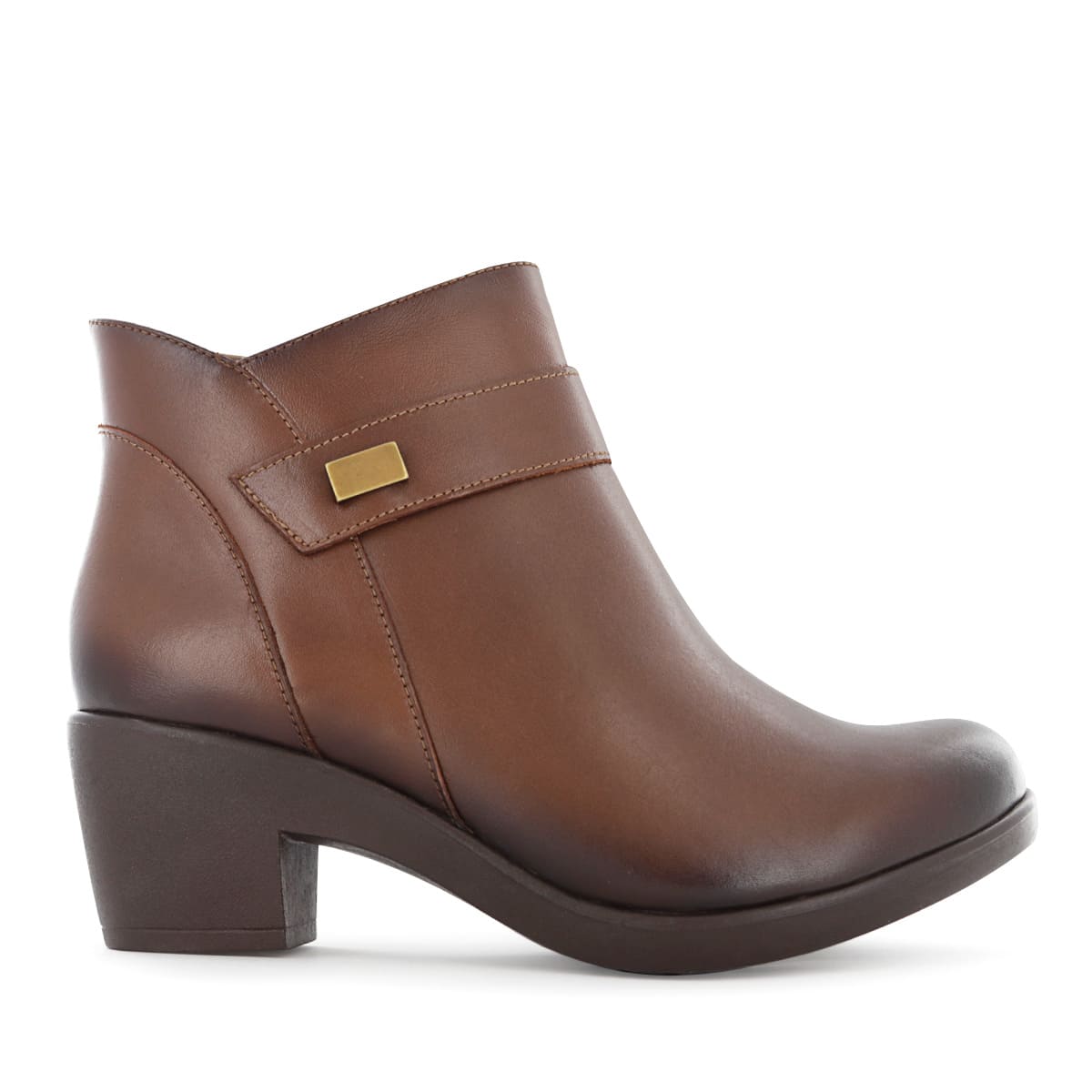 BOTINES CASUAL MUJER ECCO ASTURIAS06 CASTAÑO CUERO NATURAL - 4
