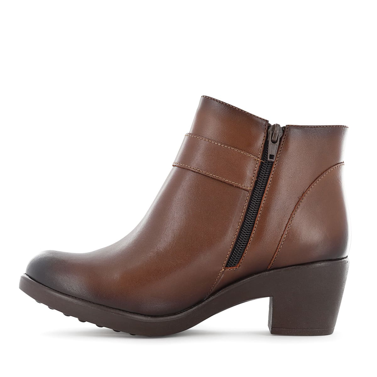 BOTINES CASUAL MUJER ECCO ASTURIAS06 CASTAÑO CUERO NATURAL - 6