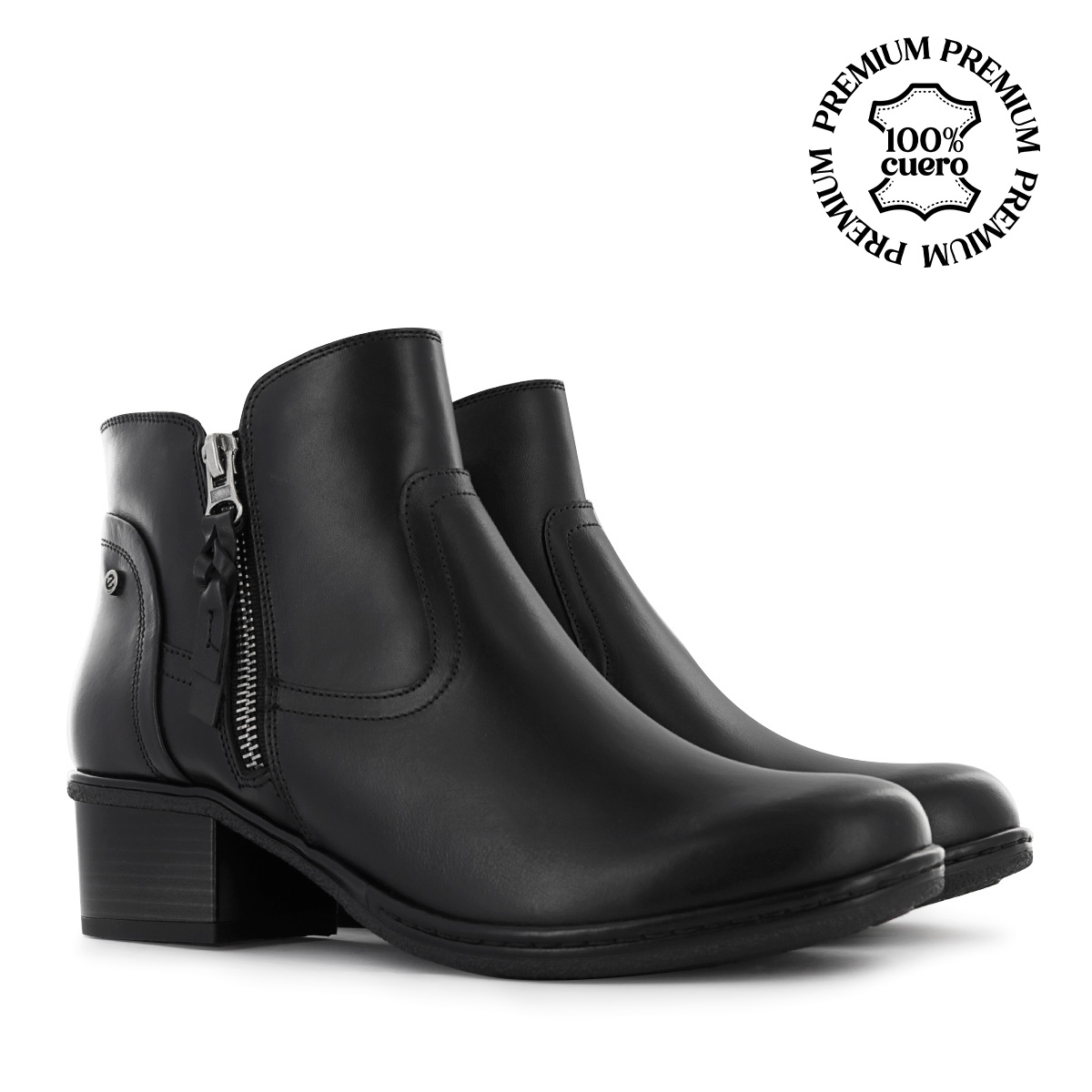 BOTINES CASUAL MUJER ECCO DENISSE03 NEGRO CUERO NATURAL - 1