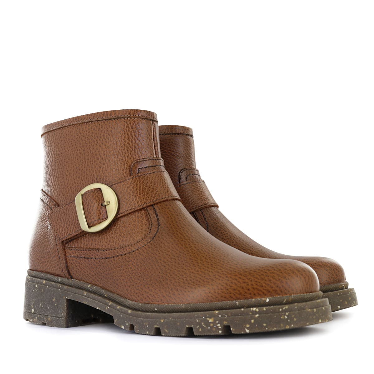 BOTINES CASUAL MUJER ECCO DORIA03 TOFFEE CUERO NATURAL - 6