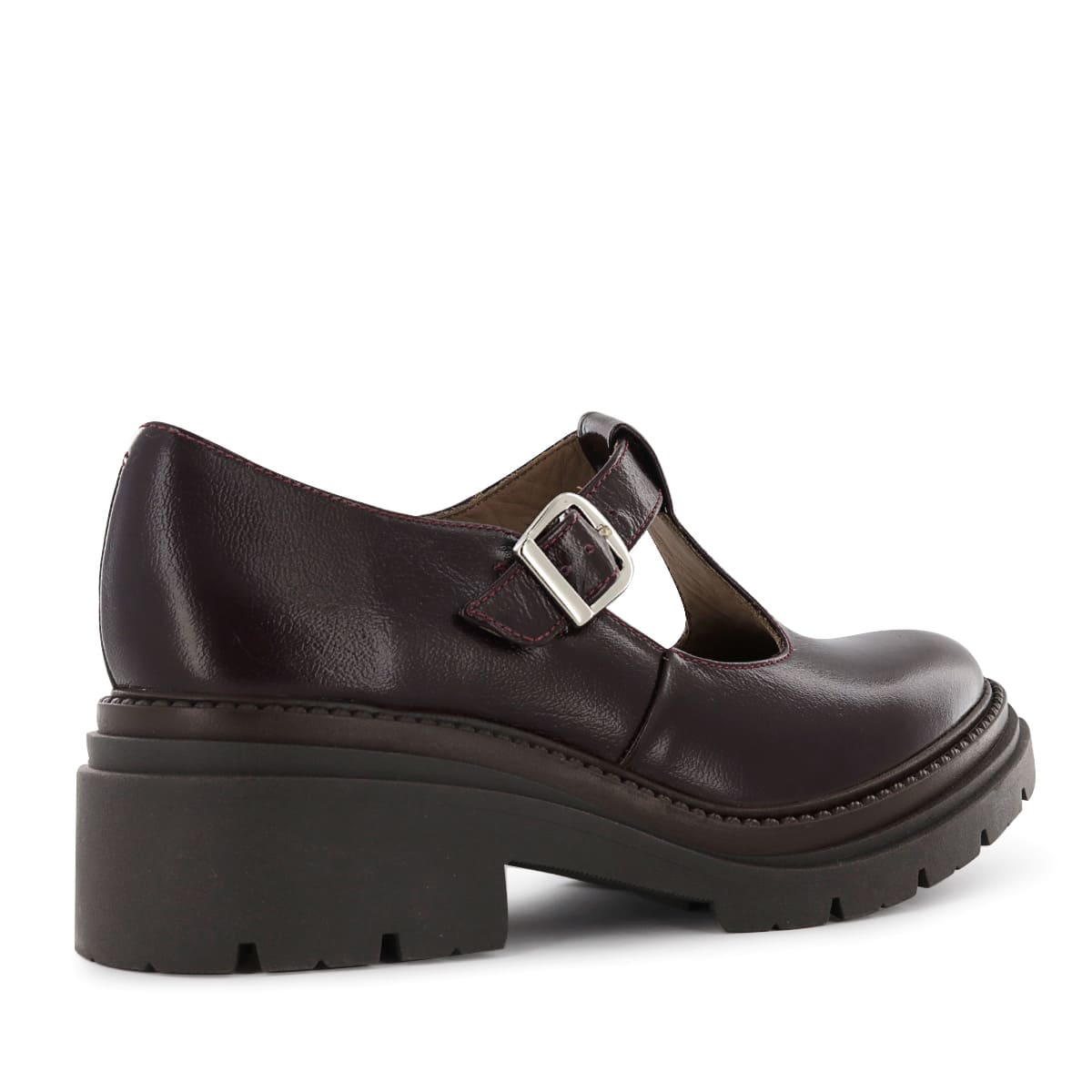 ZAPATOS T-STRAP MUJER CAMILLE04 GUINDA CUERO - 3