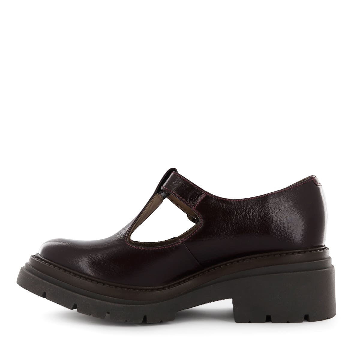 ZAPATOS T-STRAP MUJER CAMILLE04 GUINDA CUERO - 4