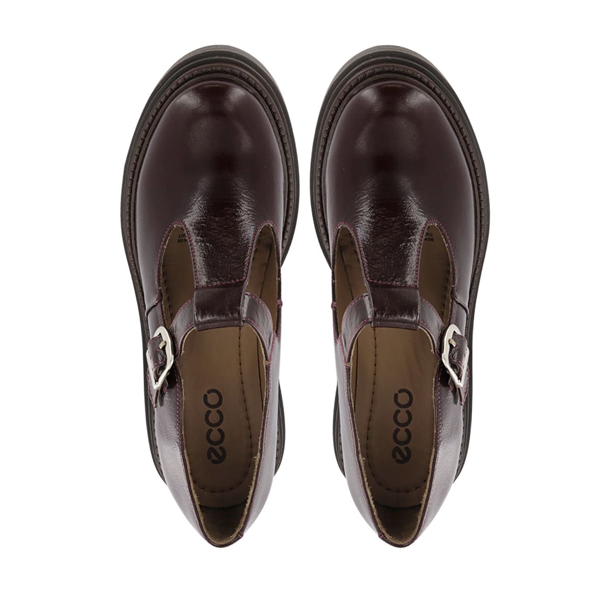 ZAPATOS T-STRAP MUJER CAMILLE04 GUINDA CUERO - 5