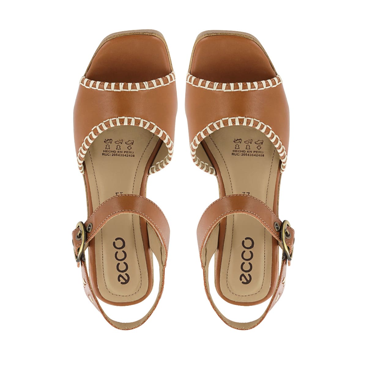 SANDALIAS CON TACO ECCO CUERO MUJER DOME01 CARAMELO - 5