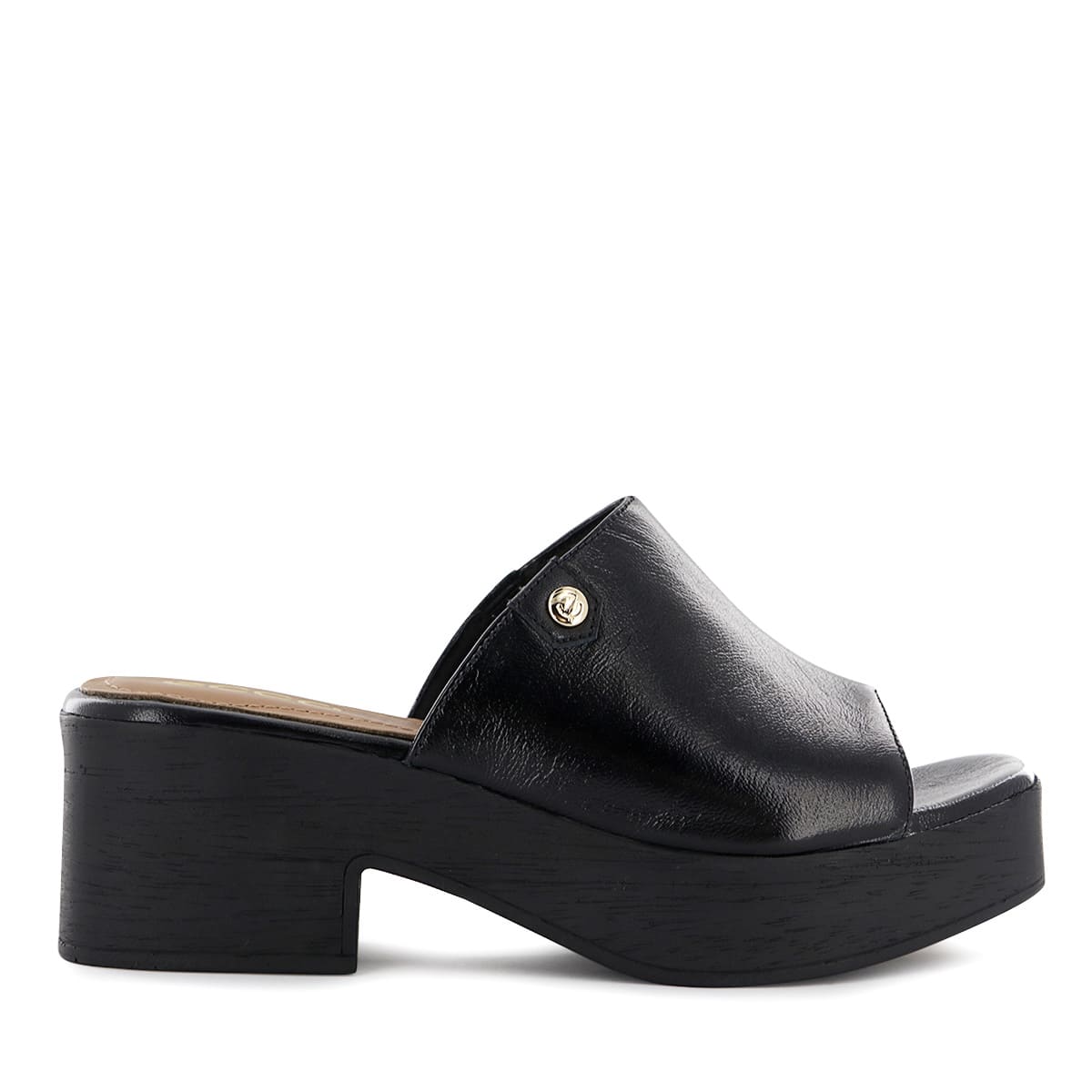 SANDALIAS CON TACO ECCO CUERO CHAROL MUJER DOME02 NEGRO - 2