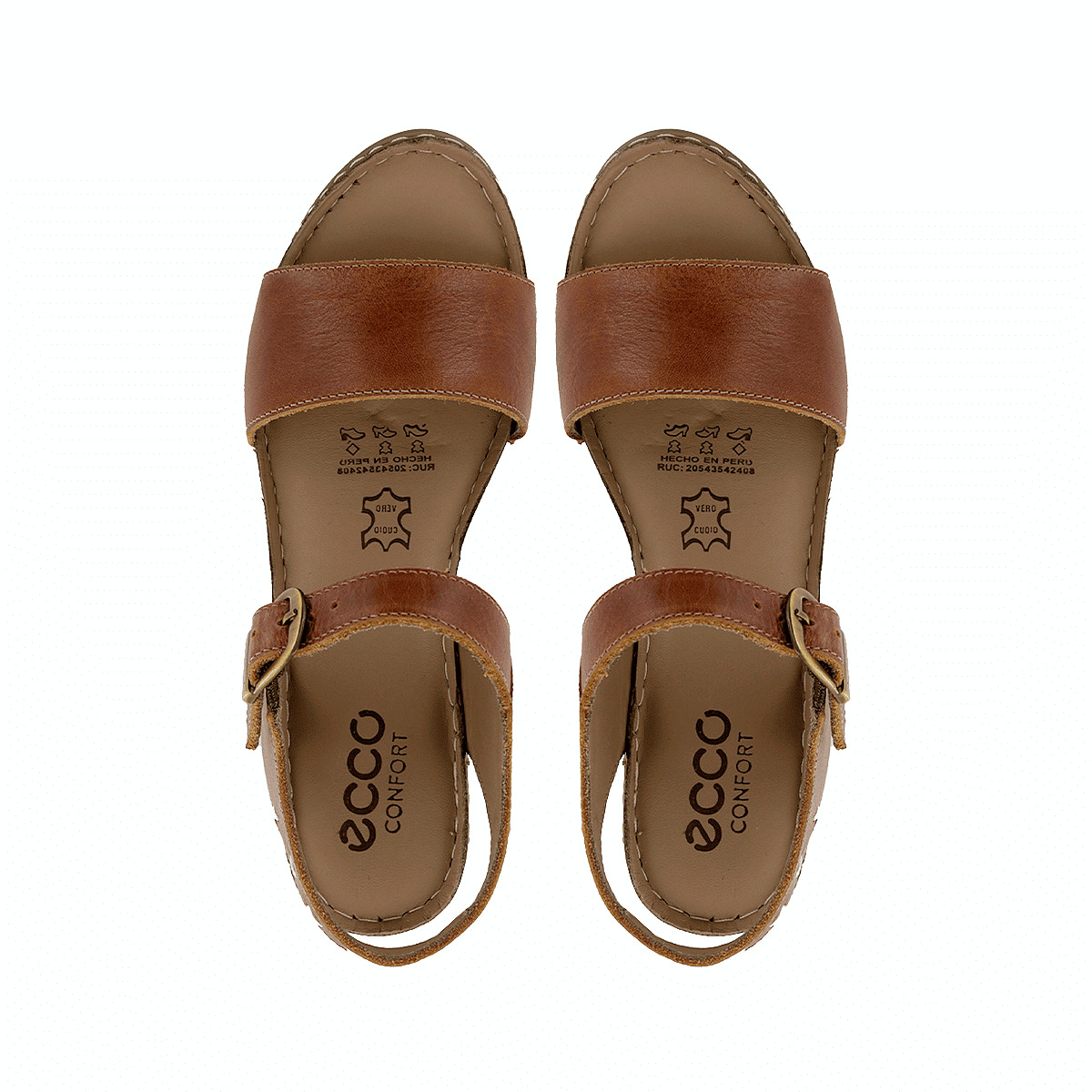 SANDALIAS CON TACO ECCO CUERO MUJER TRIANA07 COBRE - 5