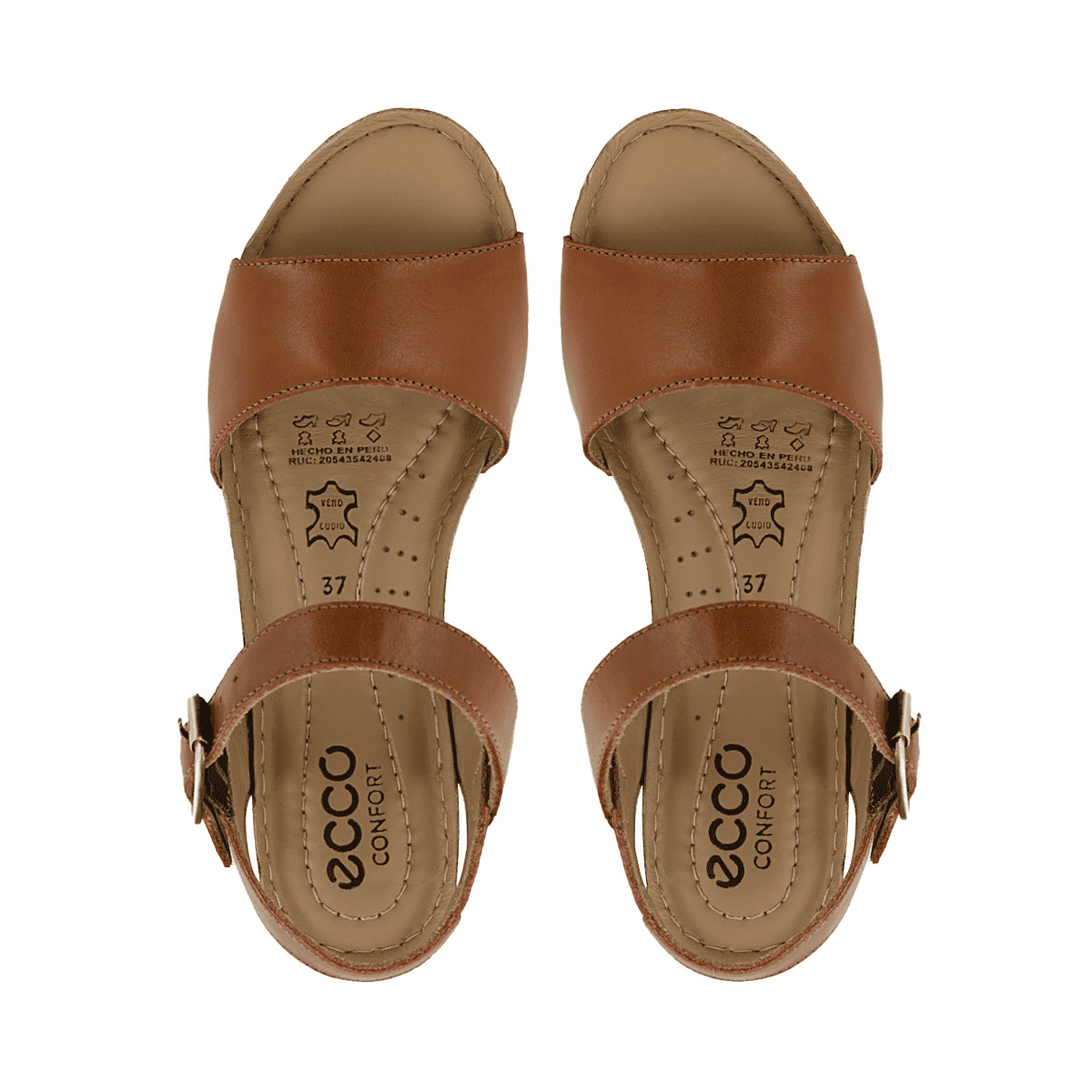 SANDALIAS CON TACO ECCO CUERO MUJER MIKA04 CARAMELO - 5