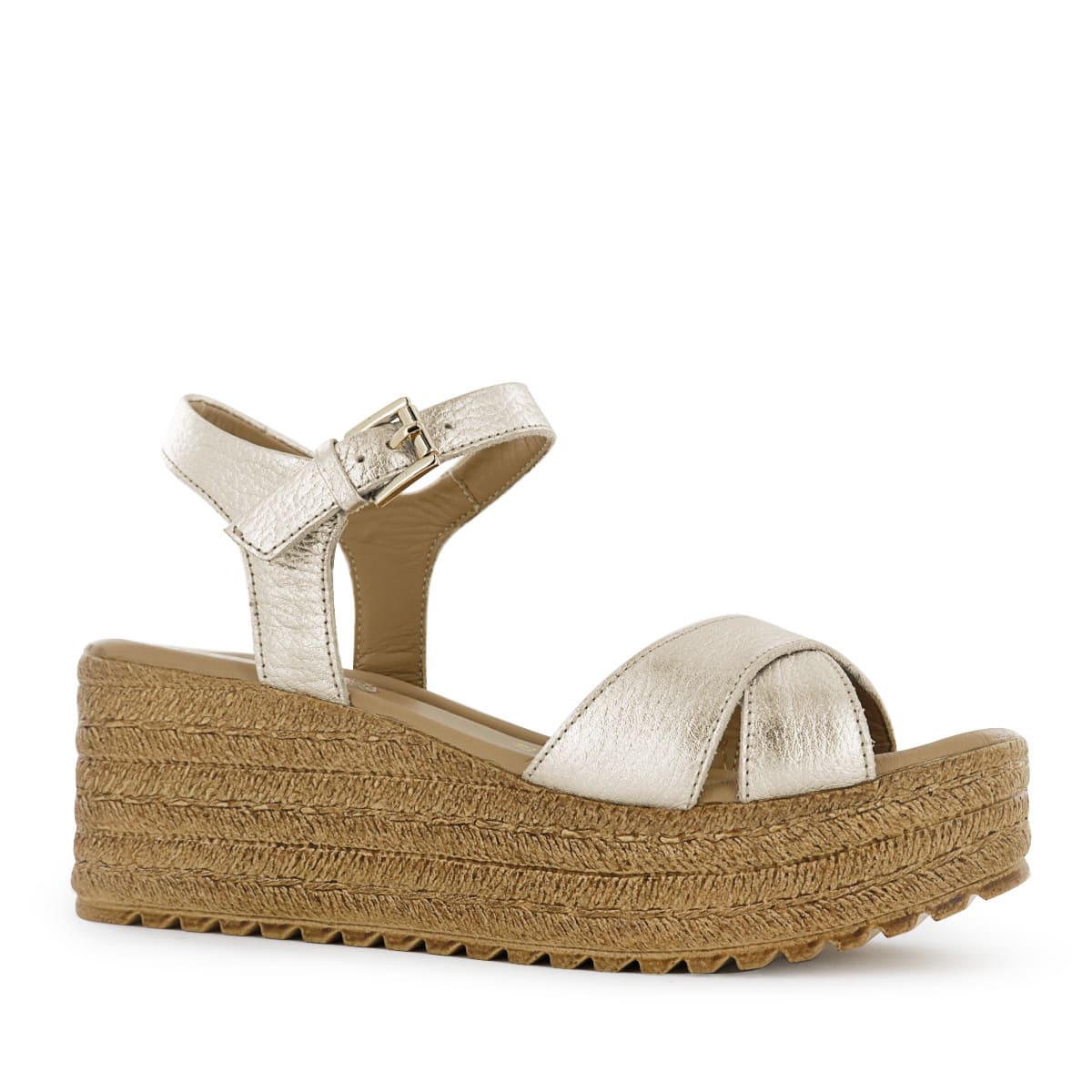 SANDALIA CUÑA ECCO CUERO FOLIA MUJER MIRCELA03 ORO - 1
