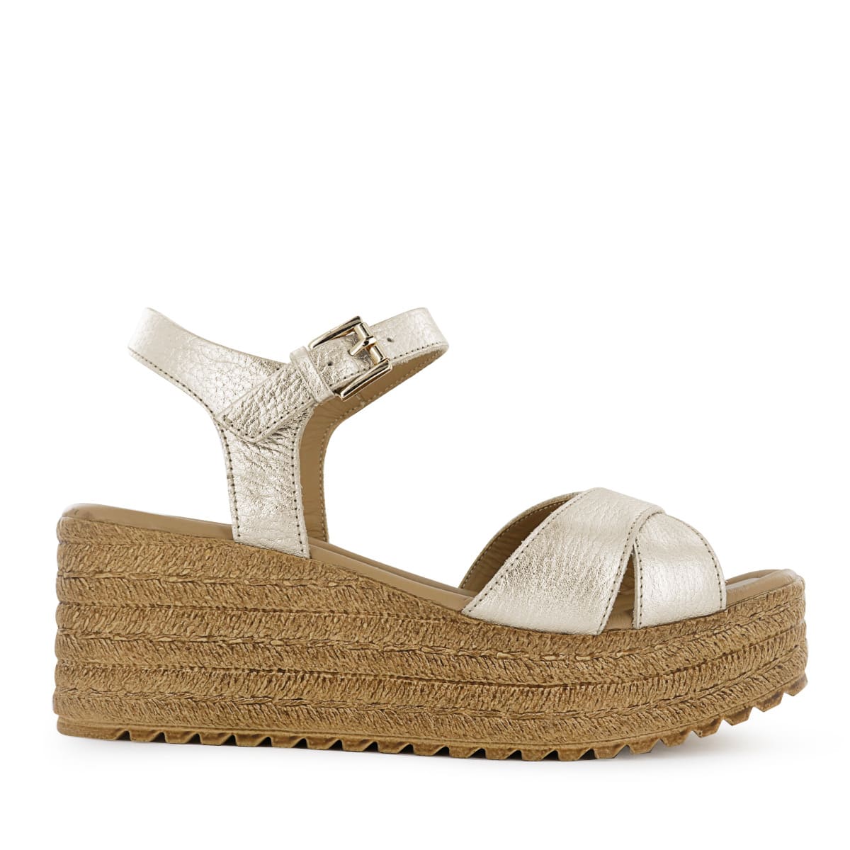 SANDALIA CUÑA ECCO CUERO FOLIA MUJER MIRCELA03 ORO - 2