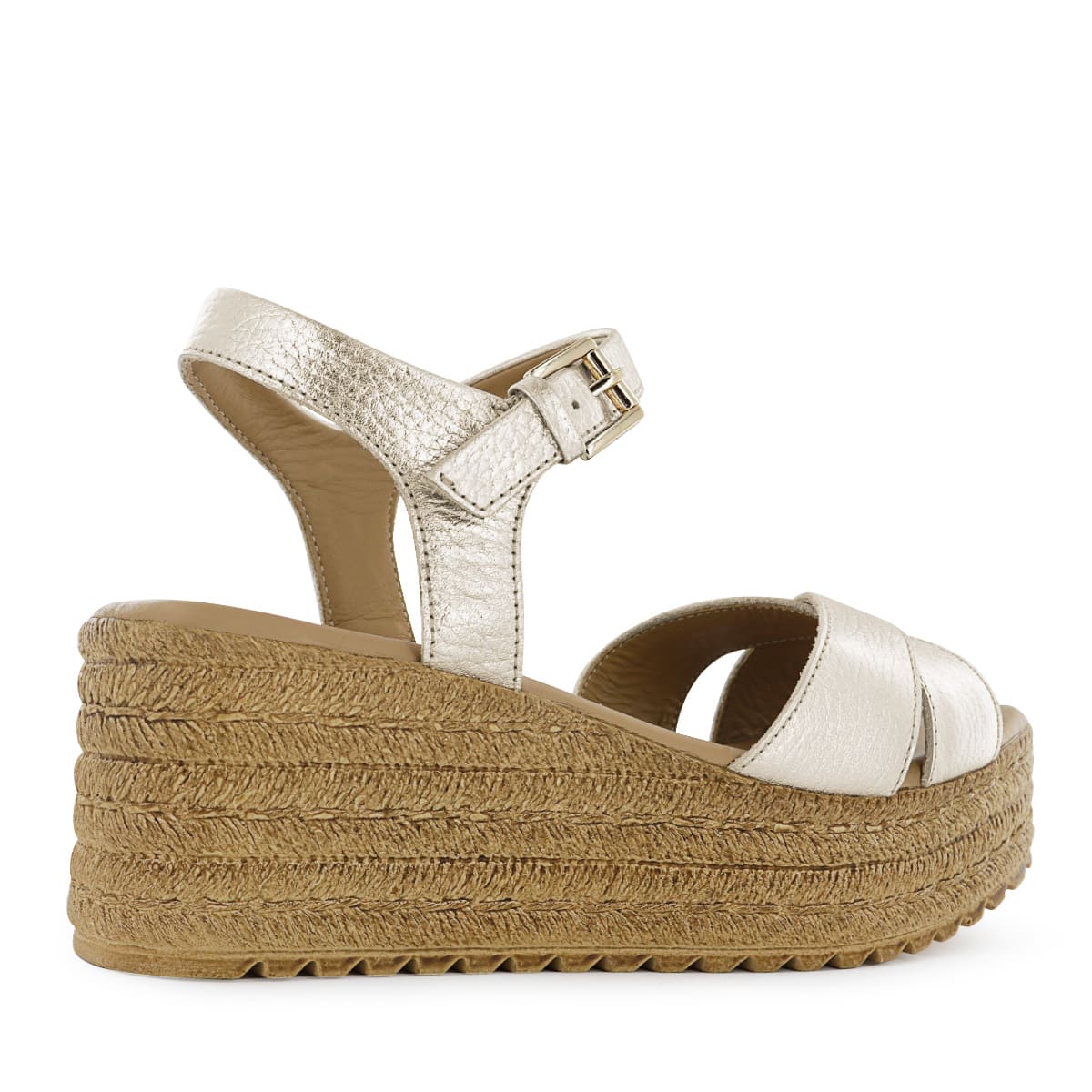 SANDALIA CUÑA ECCO CUERO FOLIA MUJER MIRCELA03 ORO - 3