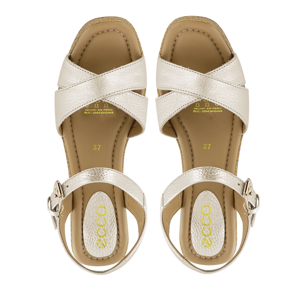 SANDALIA CUÑA ECCO CUERO FOLIA MUJER MIRCELA03 ORO - 5