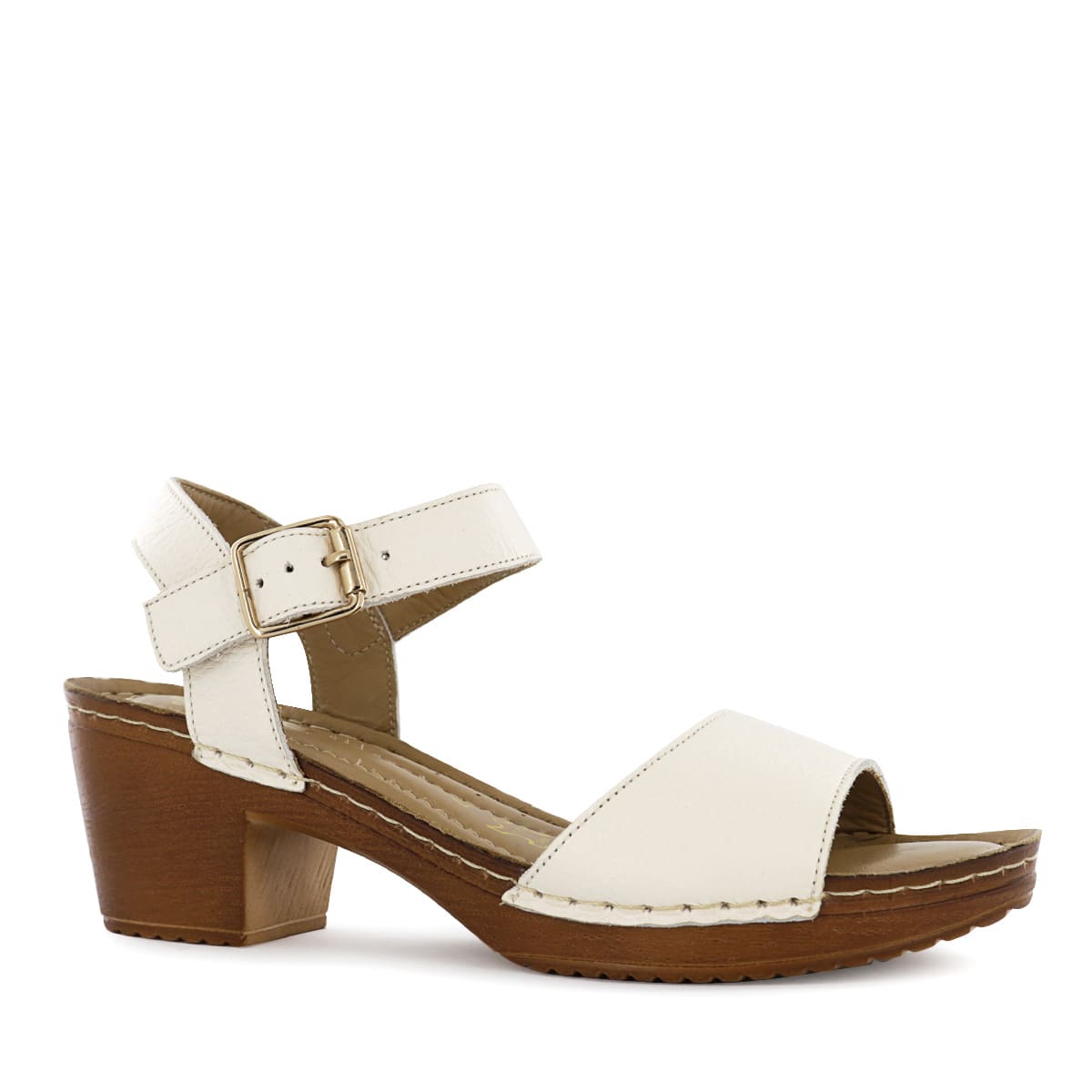 SANDALIA TACO ECCO CUERO MUJER MIKA04 MARFIL - 1