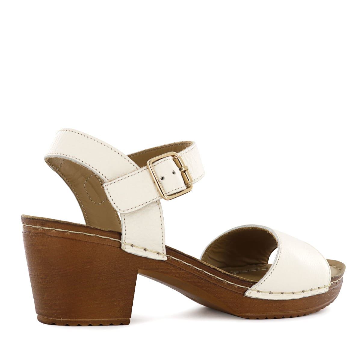 SANDALIA TACO ECCO CUERO MUJER MIKA04 MARFIL - 3
