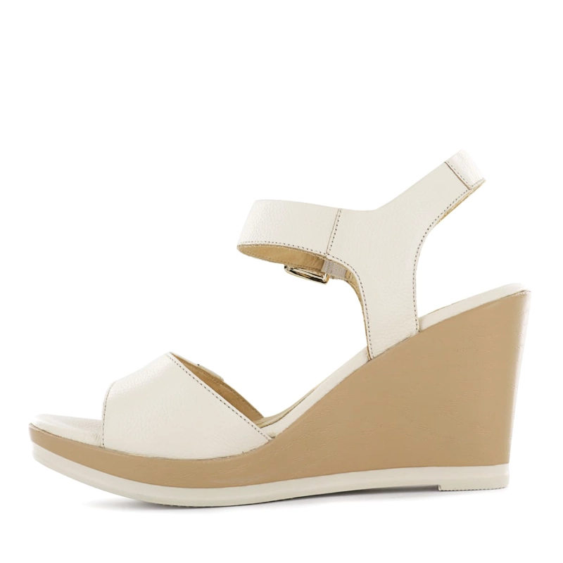 SANDALIA CUÑA ECCO CUERO MUJER MARFIL XIME01 - 4