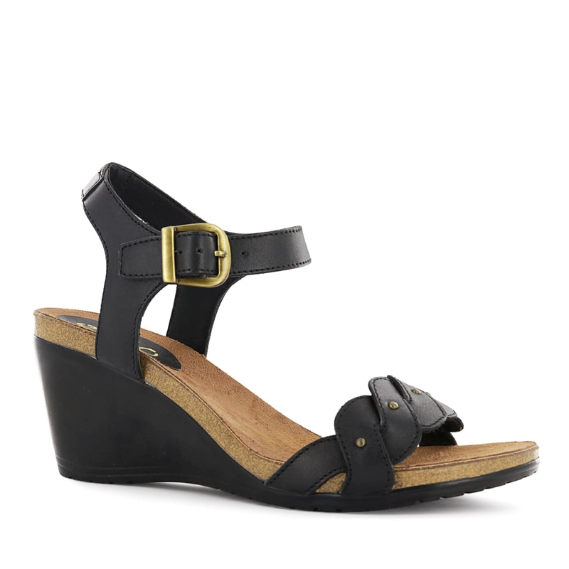 SANDALIA CUÑA ECCO CUERO MUJER NEGRO SOFI40 - 1