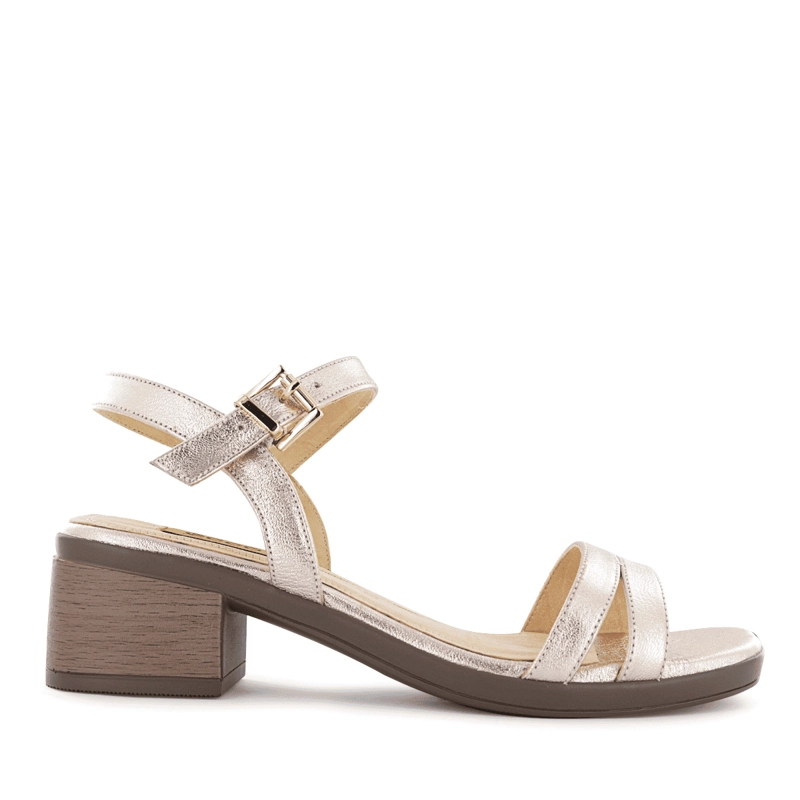 SANDALIA TACO ECCO CUERO MUJER ORO ROSA GALINDA01 - 2