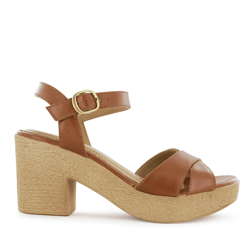SANDALIA TACO ECCO CUERO MUJER CARAMELO ANALU11 - 2