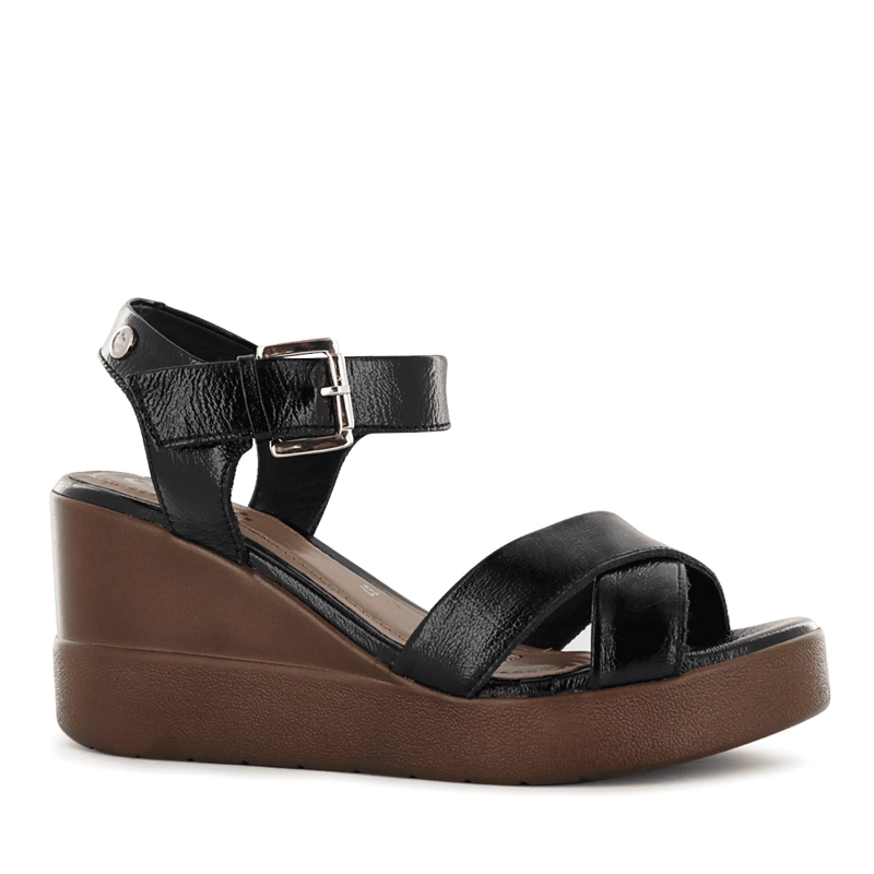 SANDALIA CUÑA ECCO CUERO MUJER NEGRO ROSSI01 - 1
