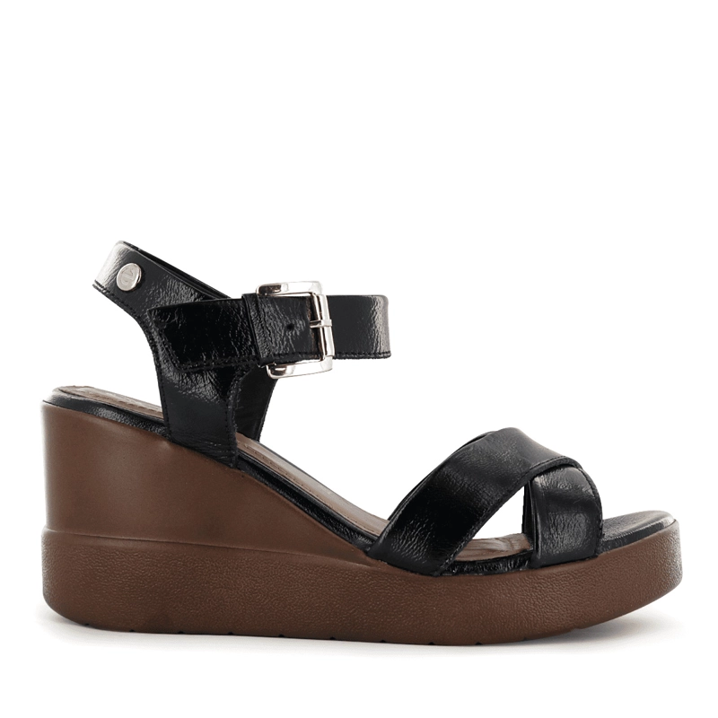 SANDALIA CUÑA ECCO CUERO MUJER NEGRO ROSSI01 - 2