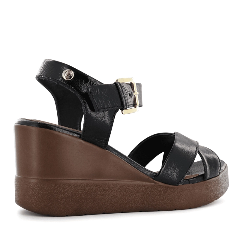 SANDALIA CUÑA ECCO CUERO MUJER NEGRO ROSSI01 - 3