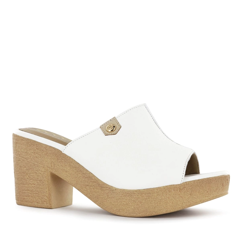 SANDALIA TACO ECCO CUERO MUJER BLANCO ANALU22 - 1