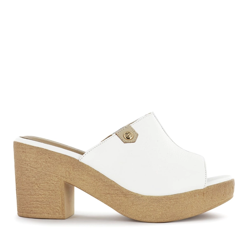 SANDALIA TACO ECCO CUERO MUJER BLANCO ANALU22 - 2
