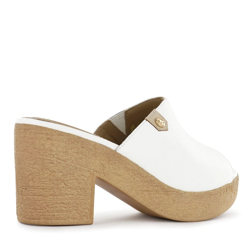 SANDALIA TACO ECCO CUERO MUJER BLANCO ANALU22 - 3