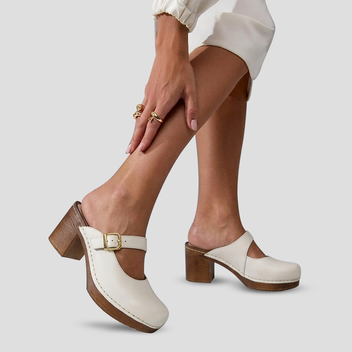 ZUECO CASUAL  CUERO ECCO MUJER MARFIL TELMA07 - 1