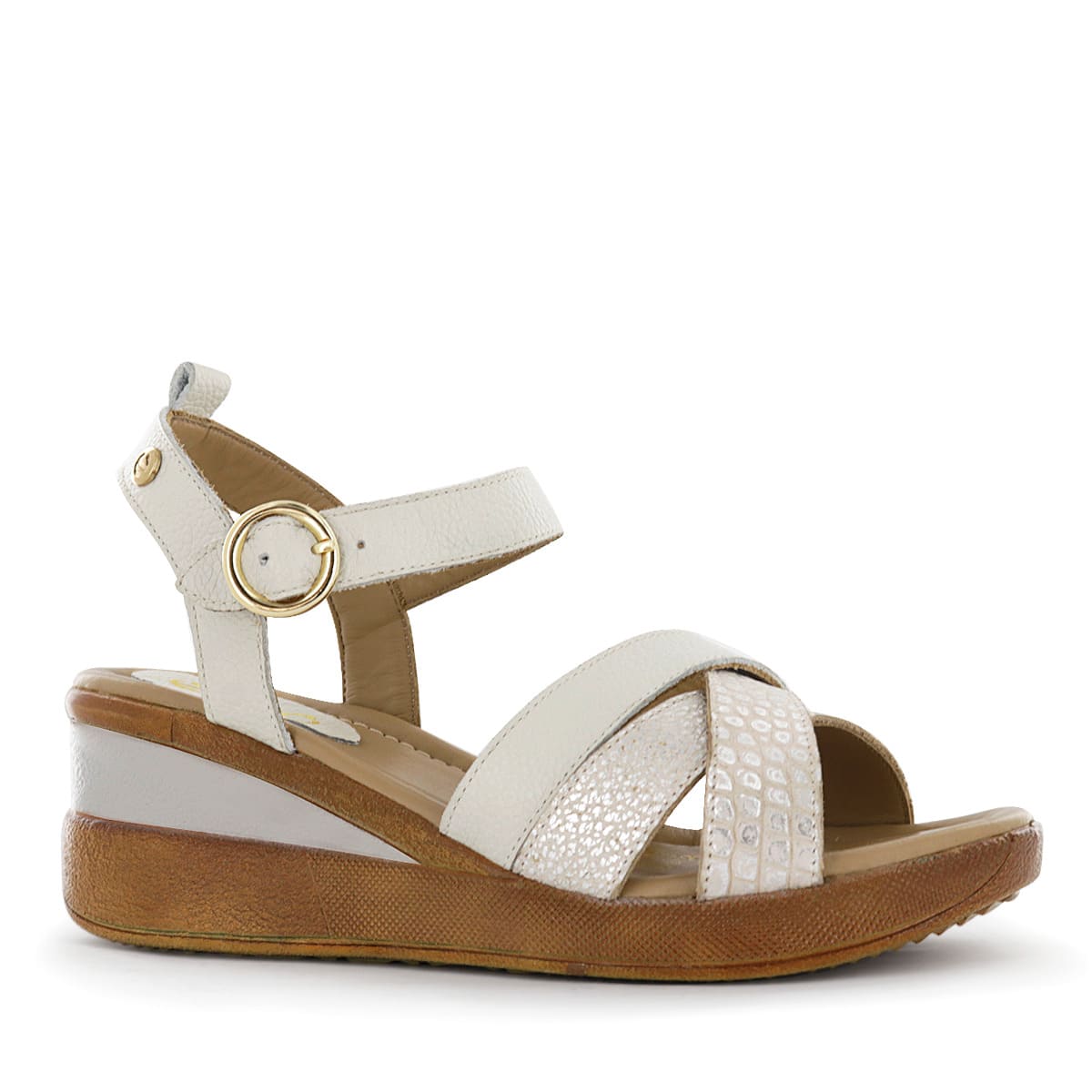 SANDALIA CONFORT  CUERO ECCO MUJER BLAN/PLAT WINONA16 - 1