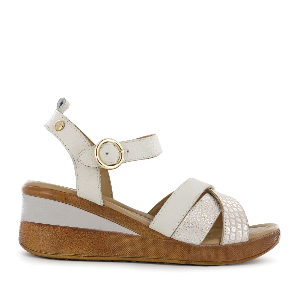 SANDALIA CONFORT  CUERO ECCO MUJER BLAN/PLAT WINONA16 - 2