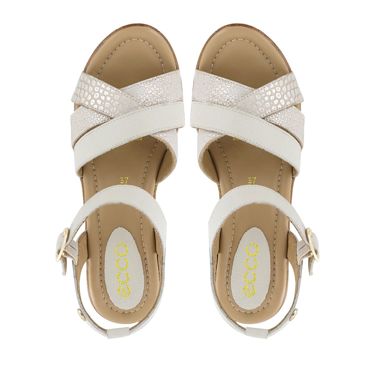 SANDALIA CONFORT  CUERO ECCO MUJER BLAN/PLAT WINONA16 - 5