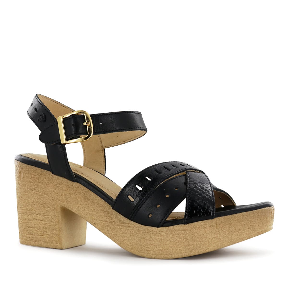 SANDALIA CASUAL CUERO MUJER ECCO NEGRO ANALU20 - 1