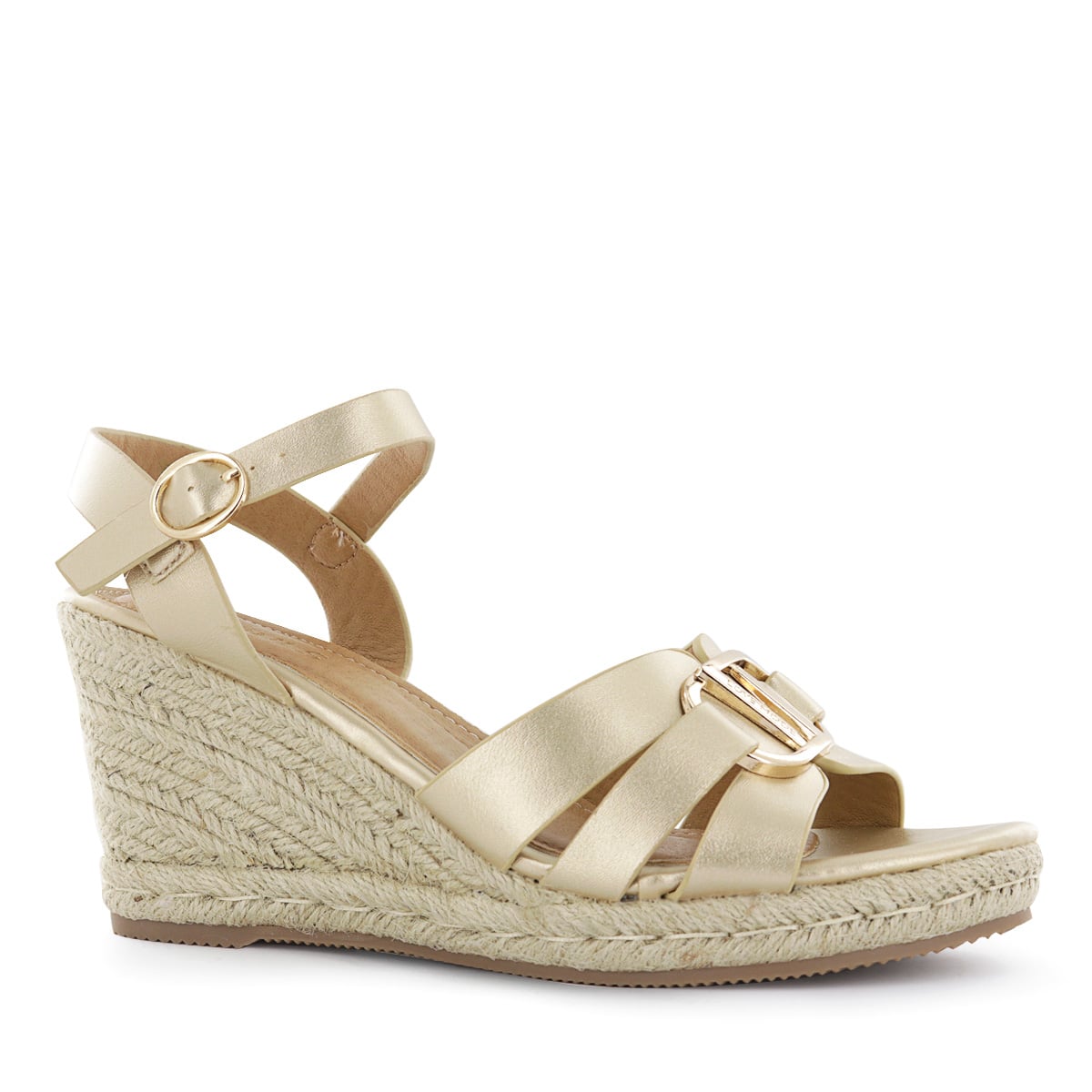 SANDALIAS CUÑA MUJER HELLEN01 ORO - 1