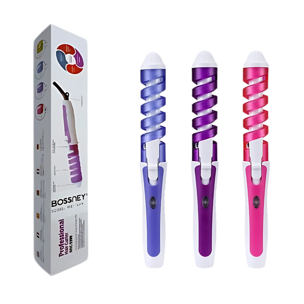 RIZADORA DE CABELLO PINZA ESPIRAL ONDAS BOSSNEY NHC-5300 ROSADO - 2