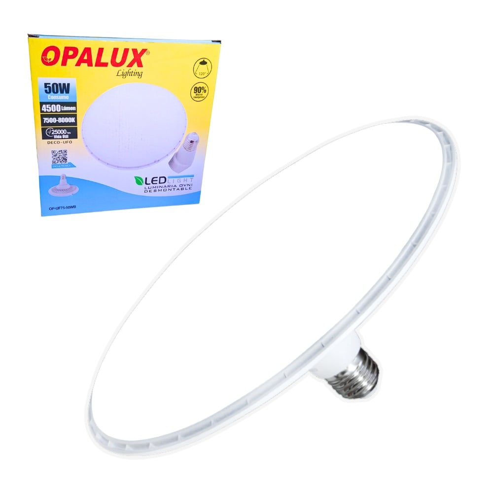 LUMINARIA OVNI BLANCA DESMONTABLE 50W OPALUX 7500K 4200LM OP-UF75-50WB - 1
