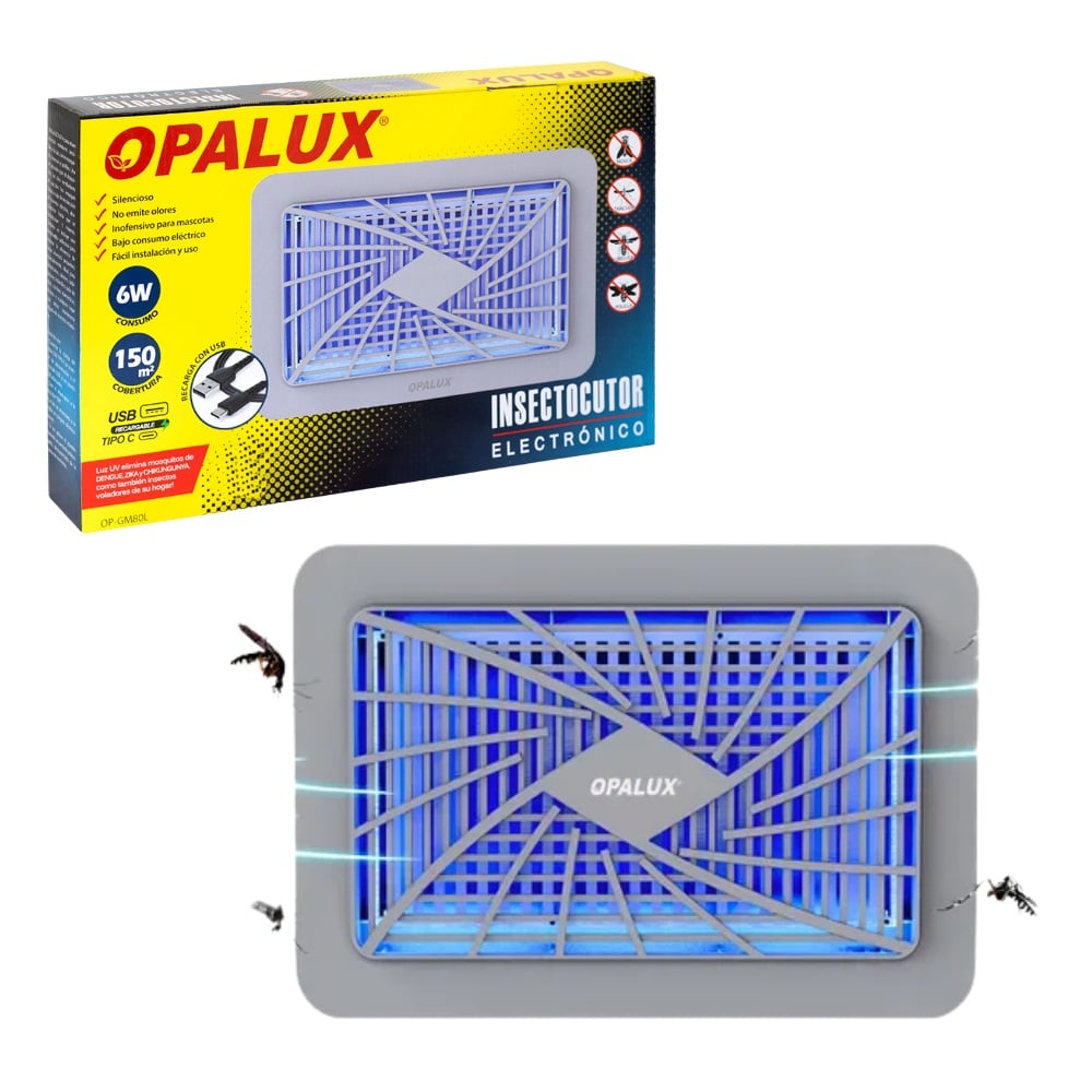 INSECTOCUTOR ELECTRONICO LED 6W 150M² OP-GM80L OPALUX - 1
