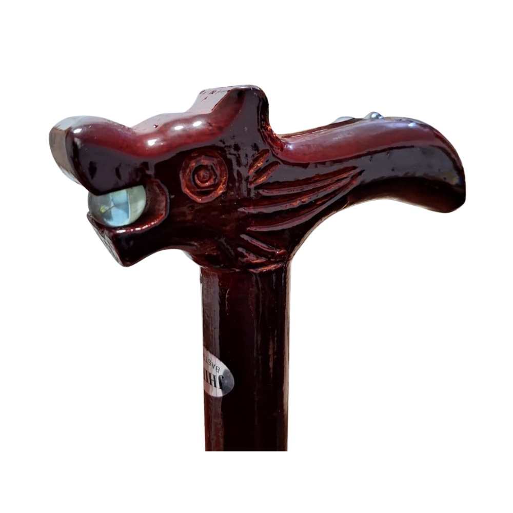 BASTON DE MADERA MODELO CABEZA DRAGON CHINO Y TALLADO - 89.5 CM PARA CAMINAR - 2