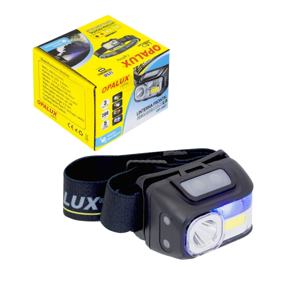 LINTERNA FRONTAL CON SENSOR 200LM 3W OP-3663 - 1