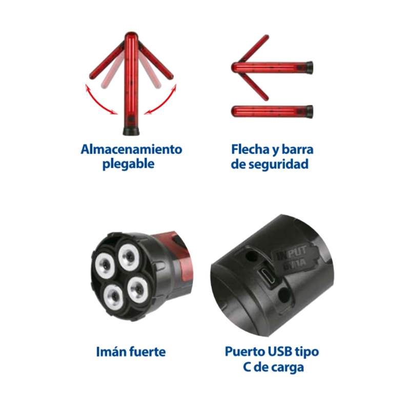 BARRA Y FLECHA DE SEÑALIZACIÓN PLEGABLE CON IMÁN 3W OPALUX OP-2007CH - 2