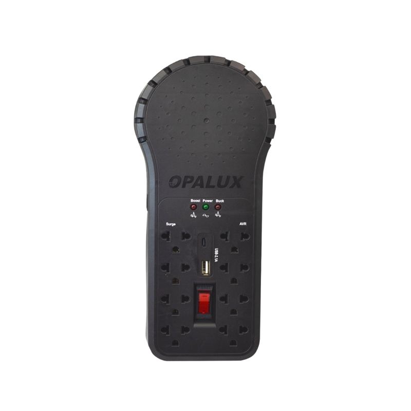 ESTABILIZADOR DE VOLTAJE 1200W 8 TOMAS CON ENTRADA USB Y TIPO C OPALUX OP-8R2000V - 2