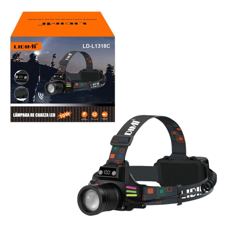 LINTERNA FRONTAL RECARGABLE CON SENSOR 10W 1200LM L1318C LIDIMI - 1