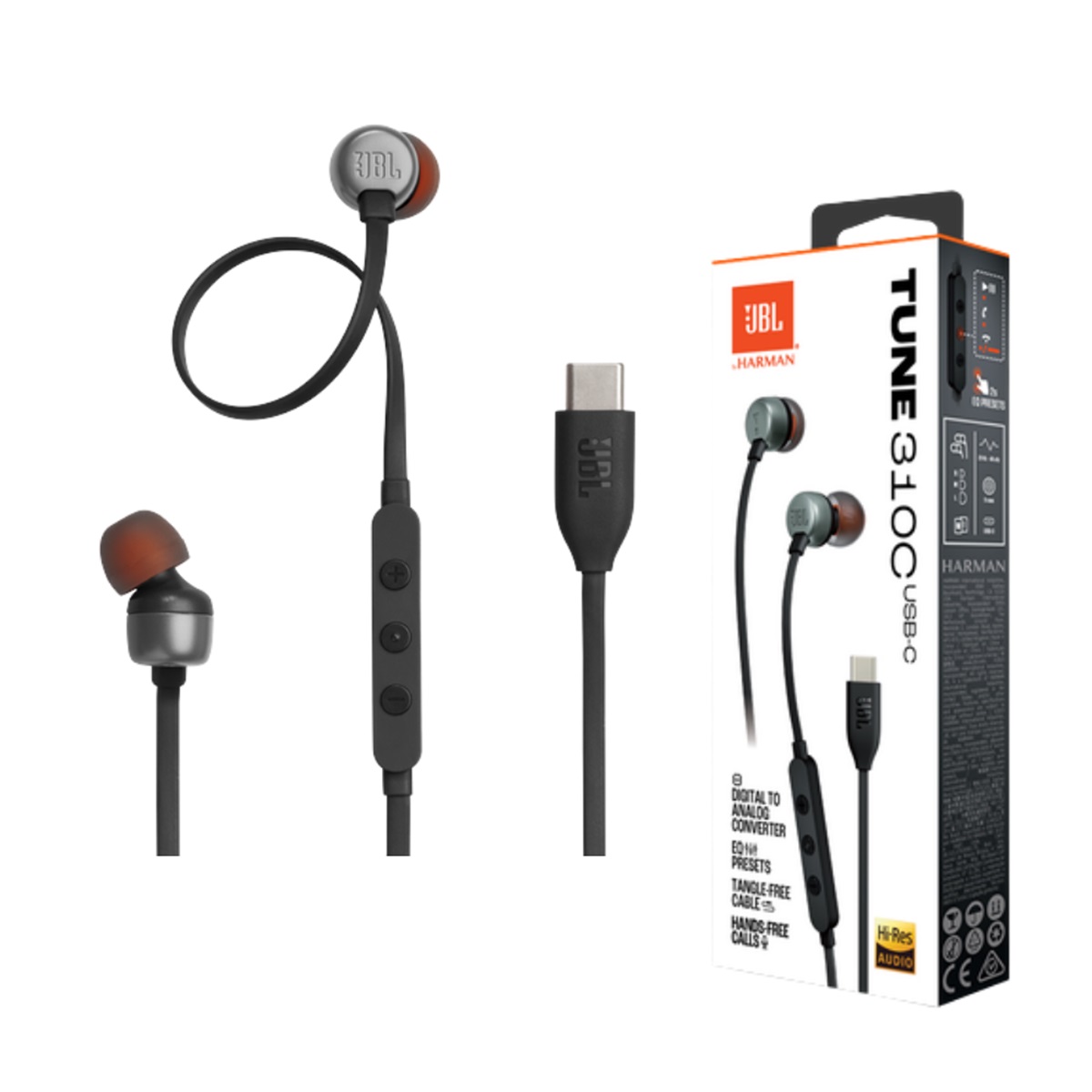 AUDIFONOS PLANOS TIPO C INTRAAURALES JBL TUNE 310C - 1
