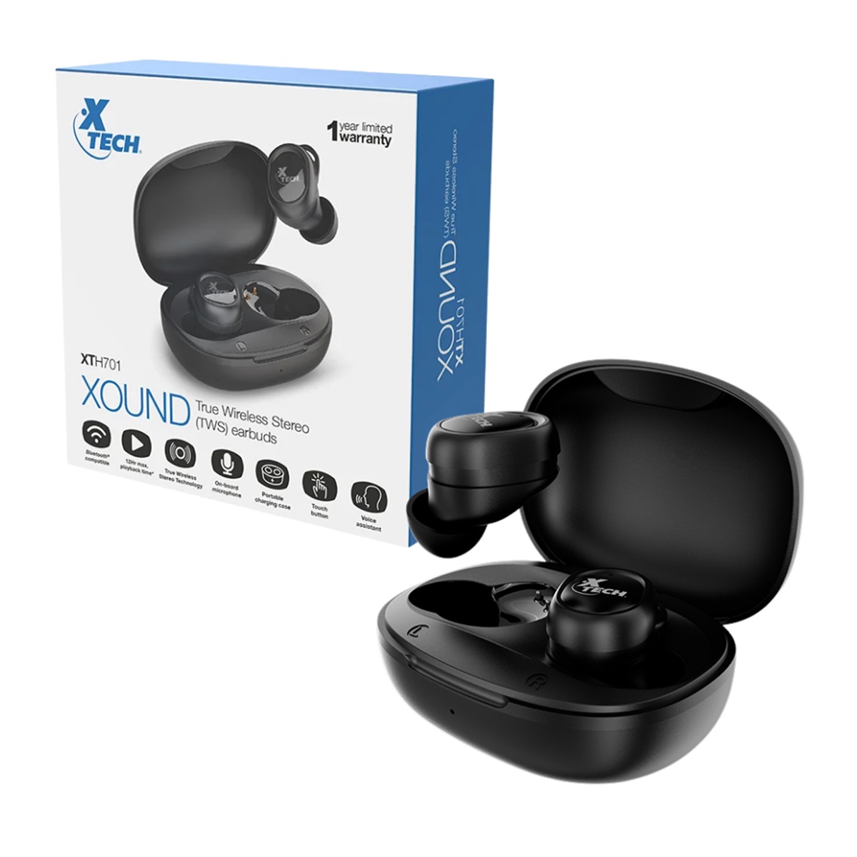 AUDIFONOS INALAMBRICOS CON ESTUCHE XOUND TWS TRUE WIRELESS BLUETOOTH 5.1 XTECH XTH-701 - 1
