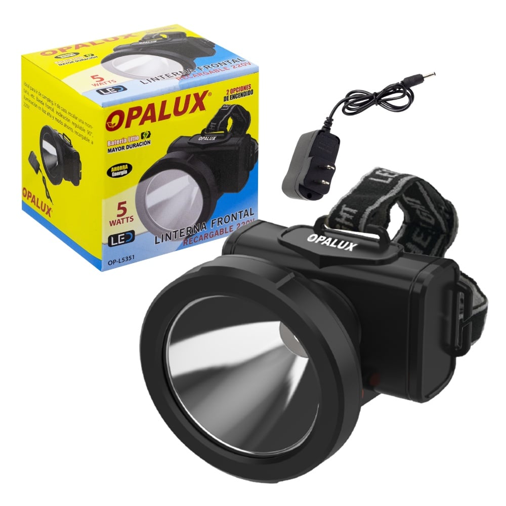 LINTERNA FRONTAL RECARGABLE 220V 5W OPALUX OP-L5351 - 1